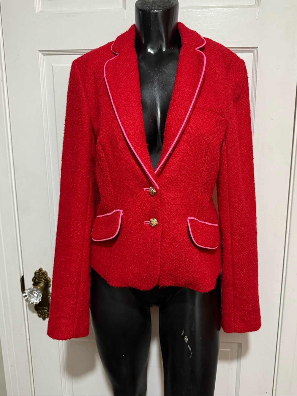 Womens Victoria’s Secret Red Pink Blazer Jacket Buttoned Size 6